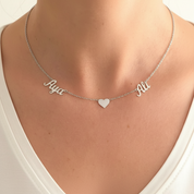 Two Names + Heart Necklace Silver 925