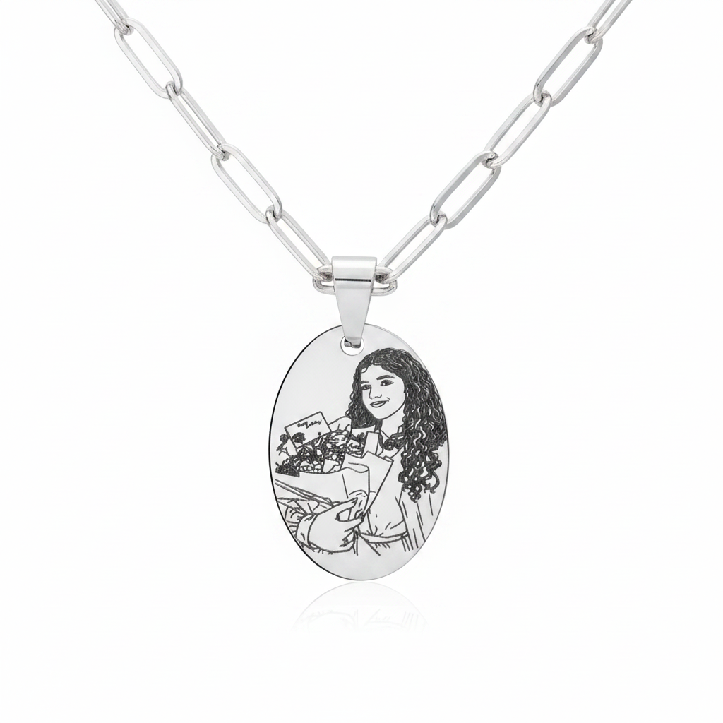 Line Art Necklace - Paperclip Chain