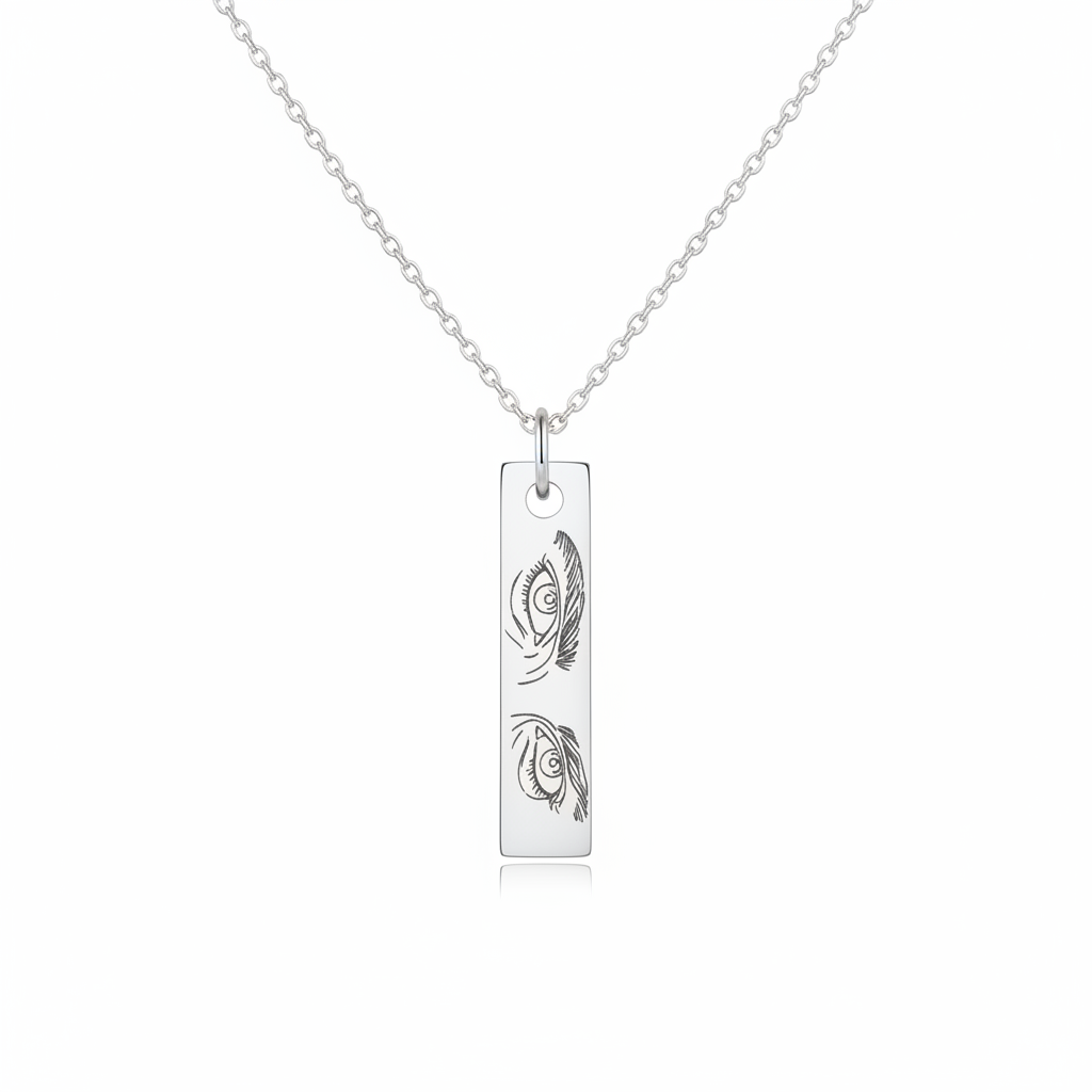 Vertical Bar Pendant Necklace Silver 925