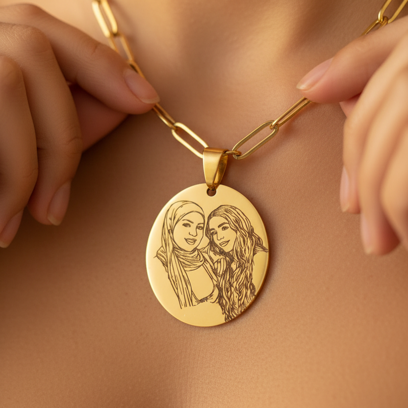 Line Art Necklace - Paperclip