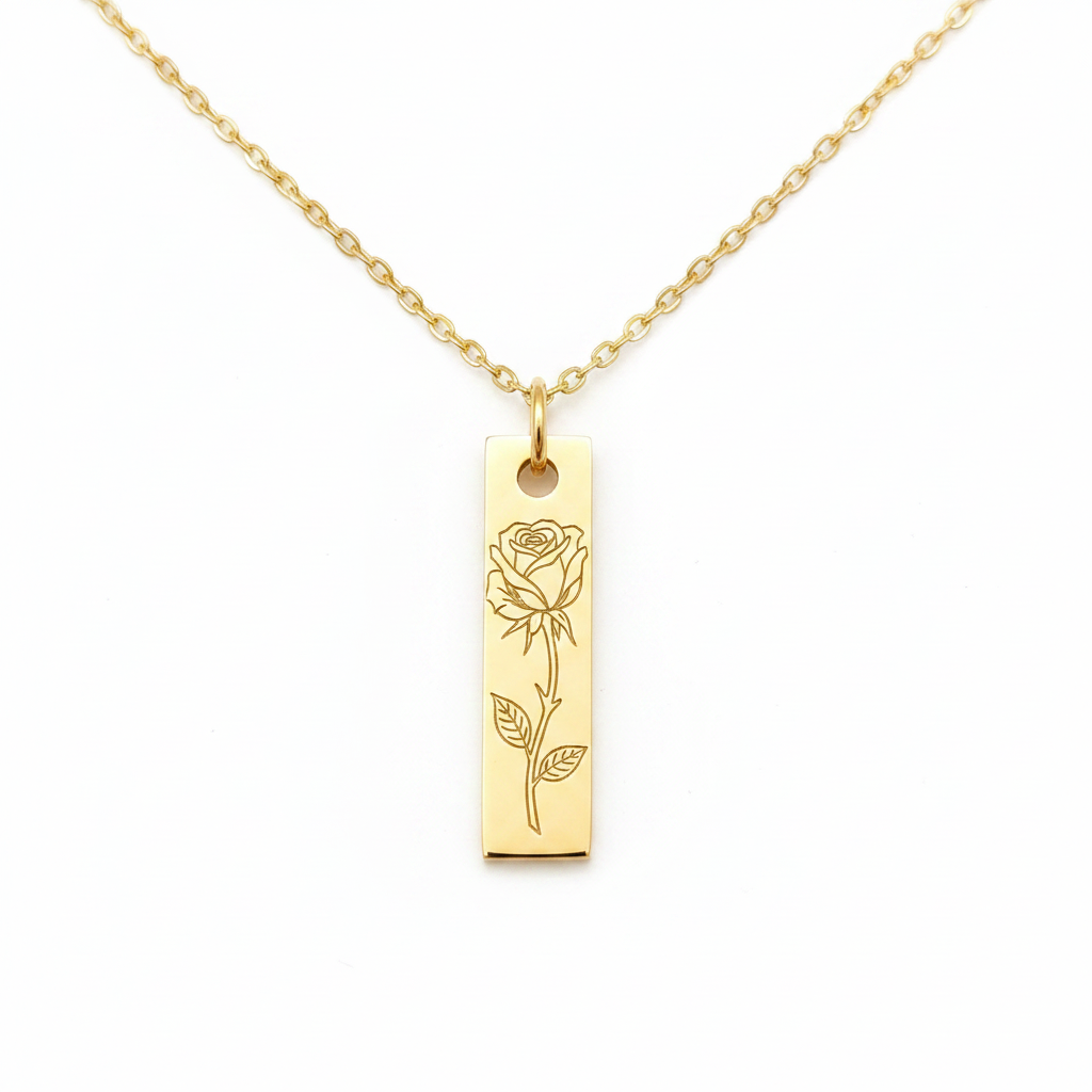 Vertical Bar Pendant Necklace Silver 925