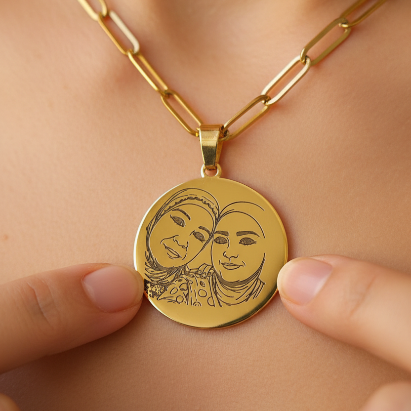 Line Art Necklace - Paperclip
