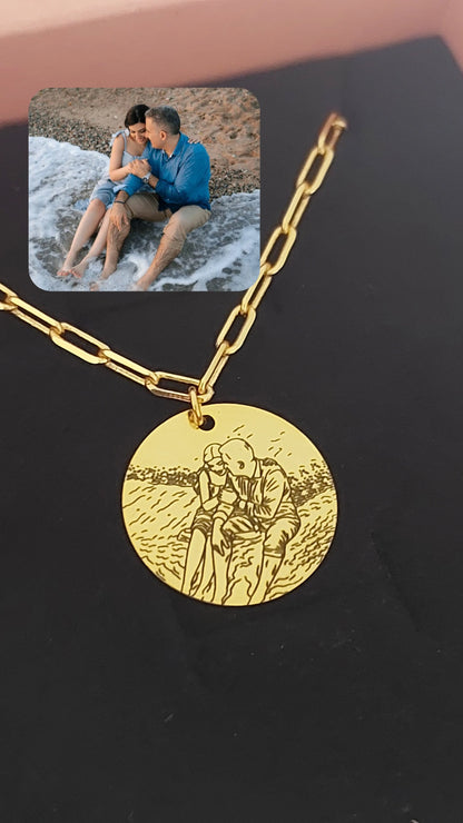 Lineart or Printed Photo Necklace