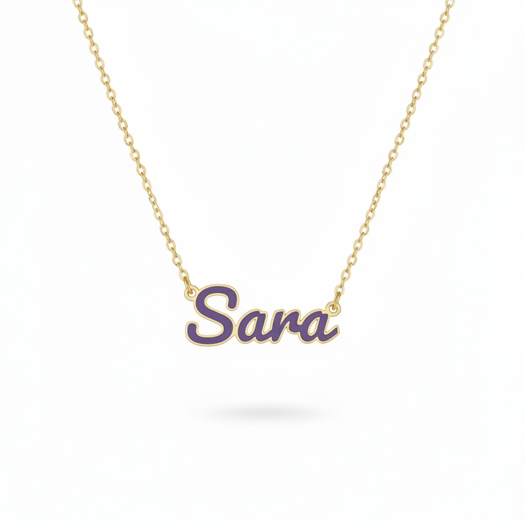 Enamel Name Necklace - Silver 925