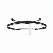 Cross Black Cord Bracelet Silver 925