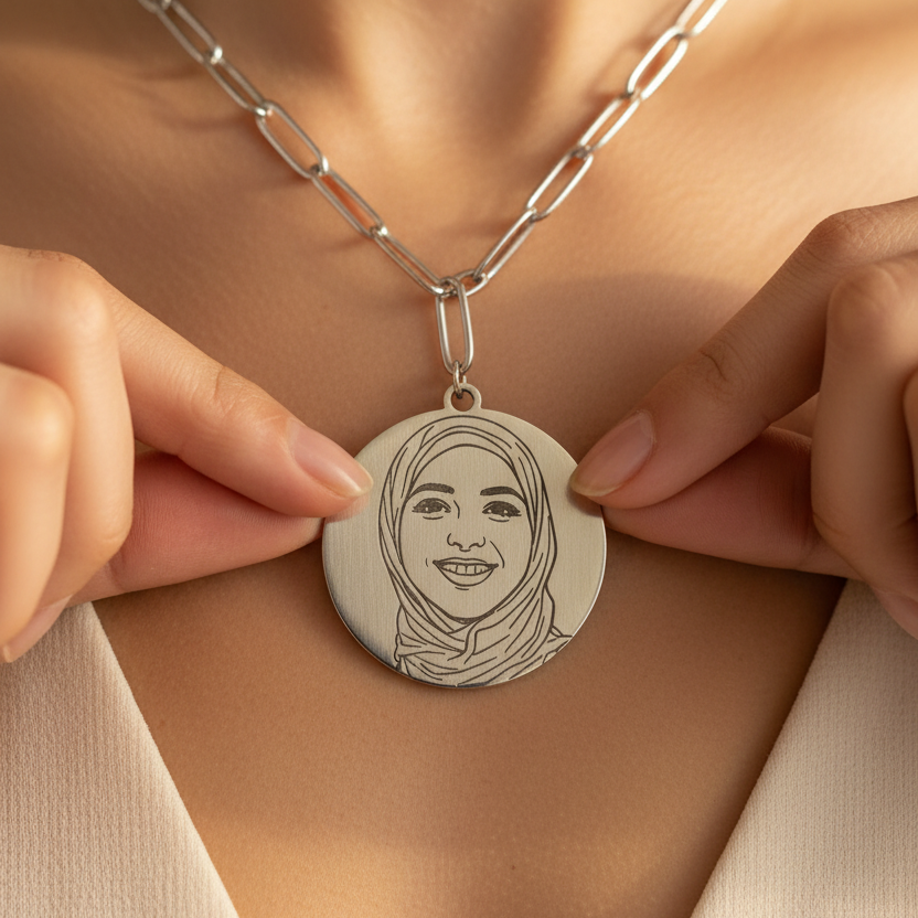 Line Art Necklace - Paperclip